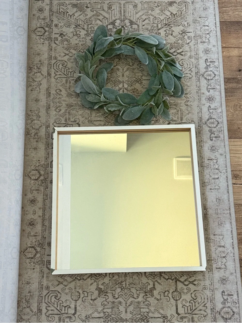 Faux Lambs Ear Wreath & 17 in Mirror